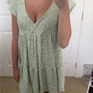 Green Leopard Print Dress